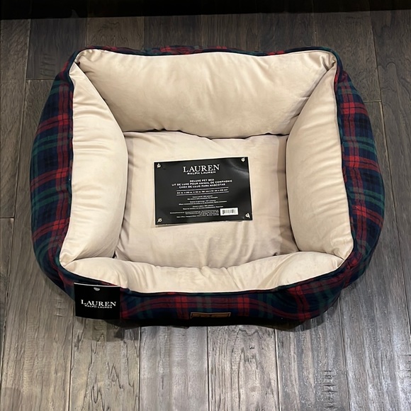 Ralph Lauren Deluxe Pet Bed Dog Cat new 24”x20”x10” Holiday Plaid Christmas - Picture 2 of 15